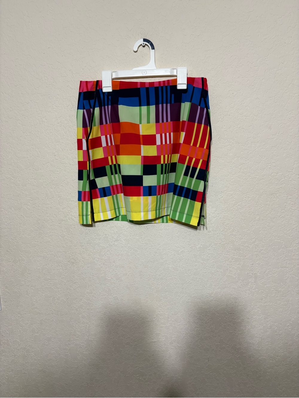 Golftini Bright Multicolor Plaid Mini Skirt golf skort rum runner